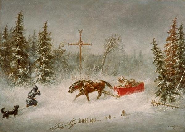 Cornelius Krieghoff The Blizzard oil painting image